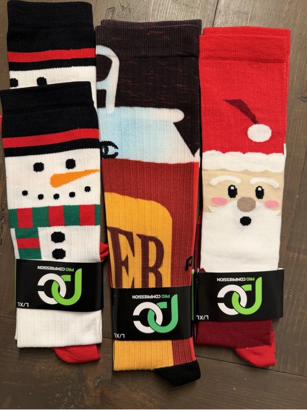 Pro Compression Holiday Unisex Santa Snowman New Knee High Socks 🧦 Size L/XL